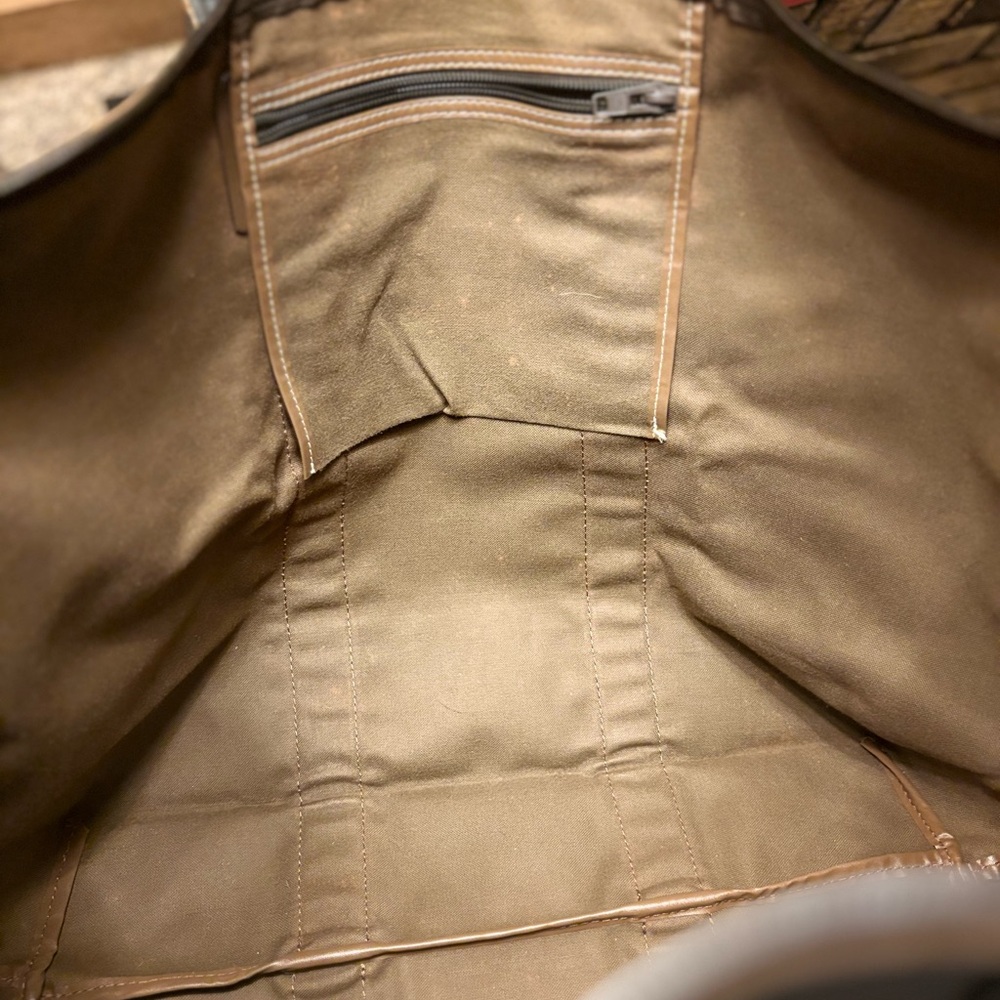 Authentic Vintage Dunhill Herringbone Canvas & Leather Boston Bag - Picture 5 of 8